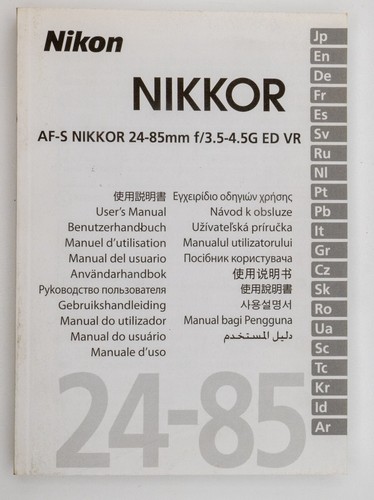 Nikon foglio uso s - af-s, nikkor